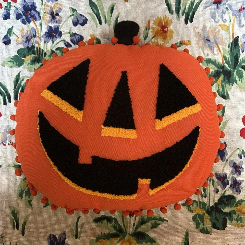 Vintage Halloween Inspired Jack O Lantern Pumpkin Throw Pillow Cottagecore Farm